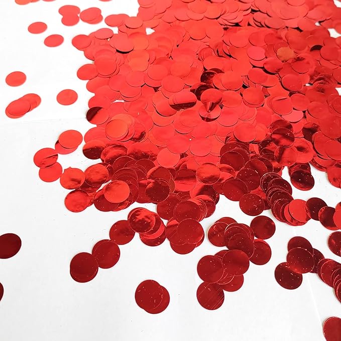 Red Metallic Shiny Round Confetti 0.6 Inch-Table Sequin Confetti for Wedding Engagement Valentine's Day Birthday Party Decorations(3.52 oz)