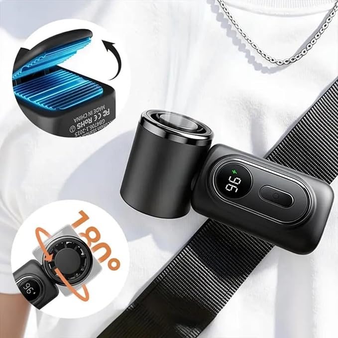 Mini Portable Handheld Clip Fan, 3-in-1 Rechargeable Clip on Fan for Clothes & Backpack, Wearable High Speed Body Fan with 180° Rotation for Outdoor Travel, Hiking & Camping (Orange)
