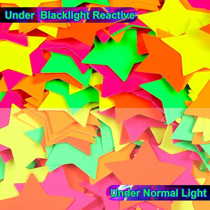 Deekin 10000 Pieces Neon Confetti 5 Colors Confetti Party Table Decor Fluorescent Neon Party Supplies Glow in The Dark Paper Tissue Paper for Birthday, Wedding Supplies(Star Style)