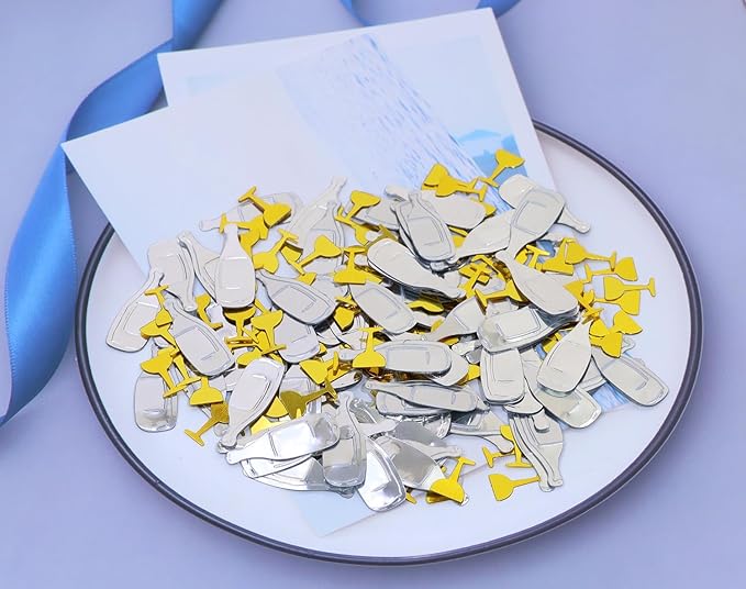 ONLYKXY 15gram Glitter Table Confetti Decor Scatter Bless Confetti Grad Party Decor for Congrats College Graduation Birthday Wedding Party Chocolate Favor Envelope Decal (Gold glass & Silver bottle)