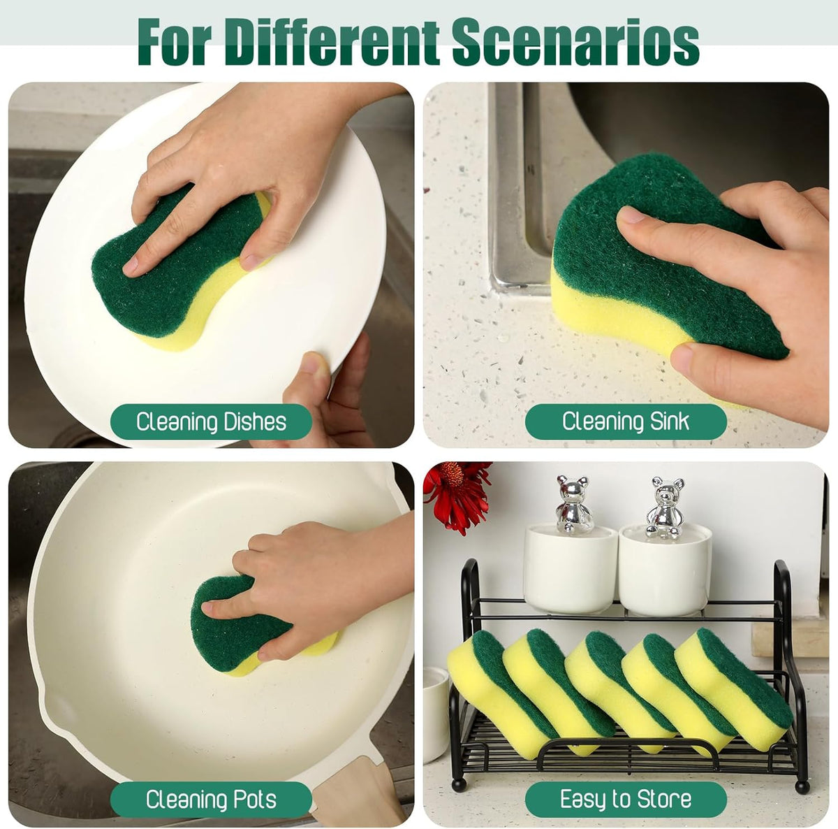 Tanlade 240 Pcs Individually Wrapped Sponges Kitchen Bulk Non Scratch Scouring Sponges for Dishes Household Cleaning Travel Apartments Hotel Car