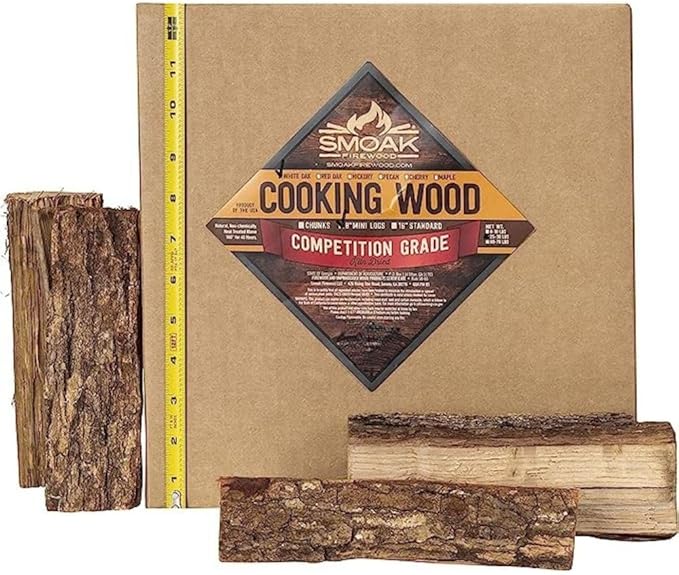 Smoak Firewood Cooking Wood Mini Splits - USDA Certified Kiln Dried (8in Pieces, 25-30lbs) White Oak for Pizza Oven, Grilling, Smoking Wood