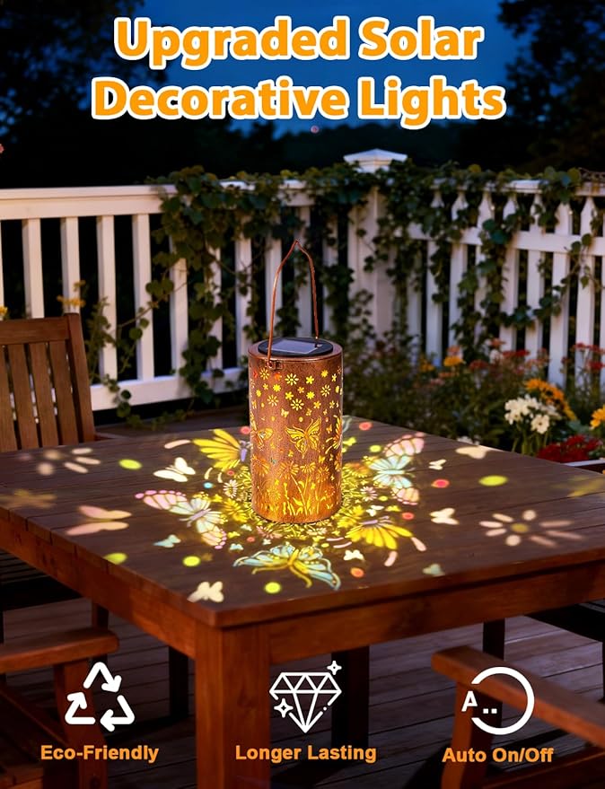 Colorful Butterfly Solar Lanterns Outdoor Waterproof, Birthday Gifts for Women Mom Grandma, Hanging Butterfly Solar Lights, Metal Lanterns Decorative Outdoor for Yard, Patio, Porch, Garden
