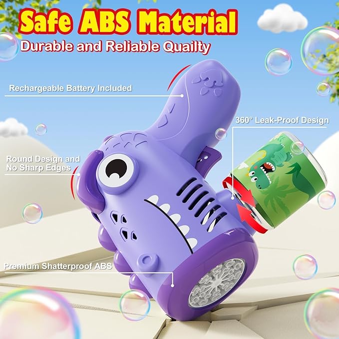 Toys for Ages 3-8 Boys Girls: Yunaking 2 Pack Bubble Machine Gun for Kids Rechargeable with Bubble Solutions, Kids Toys Gifts for 3 4 5 6 7 8 Years Old Boy Girl Birthday Toy for Kid Toddlers Ages 4-6