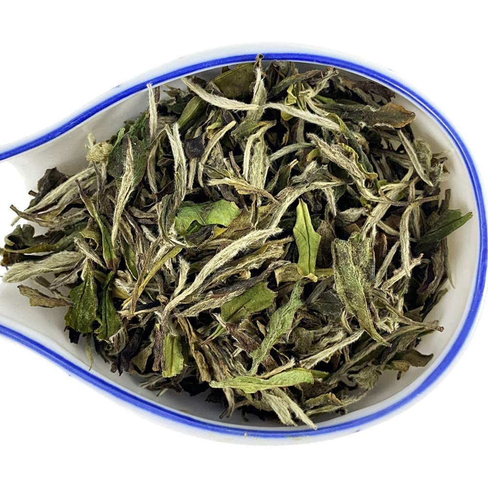 Tian HU Shan Premium White Tea Loose Leaf, Original Bai Mu Dan with a Light & Fresh Delicate Flavor, Low Caffeine, Hot & Cold Brew 4 Ounce