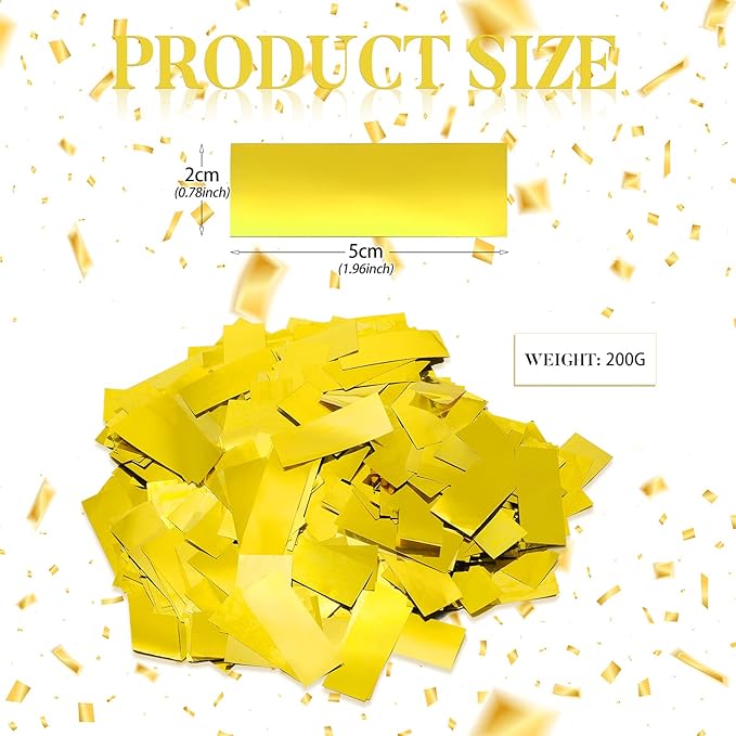 Sumind 200 Grams Large Gold Confetti Foil Glitter Metallic Shredded Paper Filler Throwable Scatter Table Party Confetti for Wedding Graduation Birthday Baby Shower Celebrations Xmas Party Decor