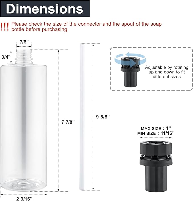 Updated Soap Dispenser Bottle for Kitchen Sink Bottle Replacement （500ML/17oz） DJS-ZYP-DJT-TM