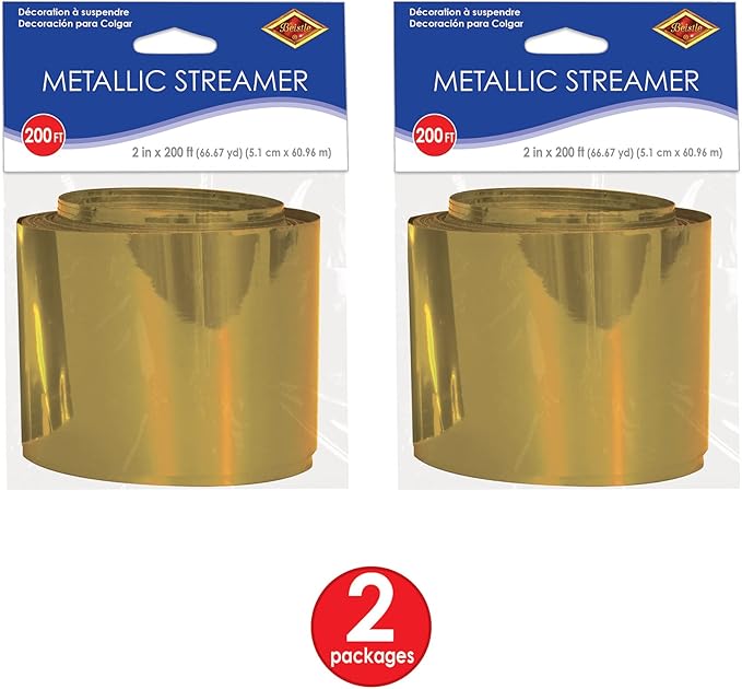 Beistle 2 Piece Indoor Outdoor Metallic Plastic Birthday Streamers For Wedding Receptions, Graduation Parties, New Year's Eve Decorations