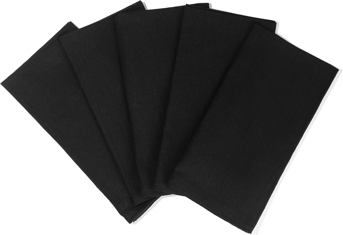 Black Flour Sack Tea Towels - 100% Cotton, 27"x27", 5 Pack, Highly Absorbent Dish Towels - Versatile Use for Baking - Customize with Embroidery