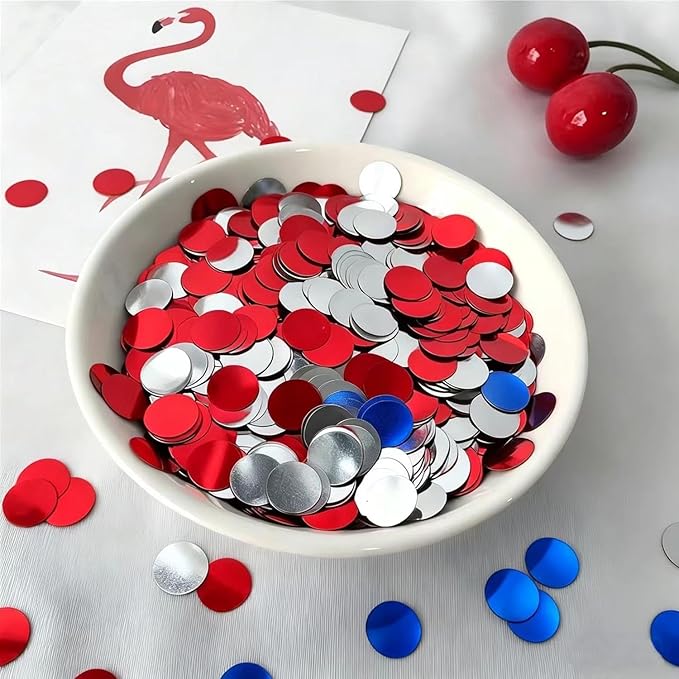 Red White and Blue Round Foil Metallic Confetti for Fill Balloons, Wedding, Birthday, Christmas Party, Festival Decoration(8000PCS)