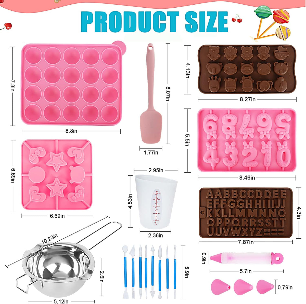 Cake Pop Maker Kit 618Pcs with 5 Silicone Mold Sets - 3 Tier Display Stand, Chocolate Candy Melting Pot,Piping Tips and Coupler, Measuring Cup