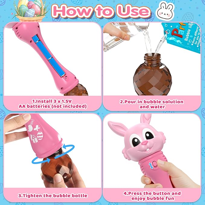 Bubble Machine for Kids, 2 Pack Bunny Bubble Wands, Automatic Rabbit Bubble Blower,Outdoor Bubble Toys Summer Pool Party Beach Gift for Age 3 4 5 6 7 8 Years Old Boys Girls