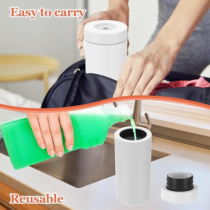 8 Oz Dishwashing Liquid Dispenser, Silicone Dish Soap Dispenser, Reusable Soap Dispenser Hand Soap, Refillable Dish Soap Squeeze Bottle Portable Hand Soap Bottle for Bathroom (White)