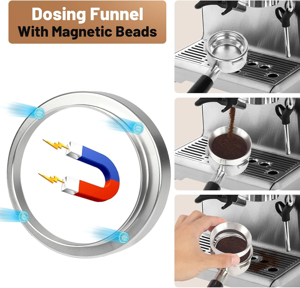 51mm Espresso Tools – Coffee Distributor and Tamper Leveler, WDT Tool, Magnetic Dosing Funnel and Puck Screen with Remover
