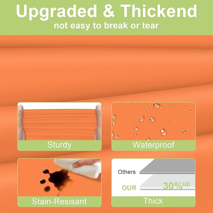 QIKSION Orange Plastic Table Cloth Disposable 12 Pack, 54 x 108 Inch Tablecloths for Party, Graduation, Halloween, Thanksgiving Decorations, Harvest, Fall, Rectangle Table Cover