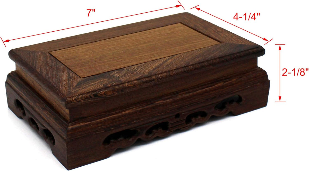 Cvhomedeco. Primitives Rustic Rosewood Rectangle Display Stand Vase Pot Base Fishbowl Pedestal Stand. (6-1/2 Inch)