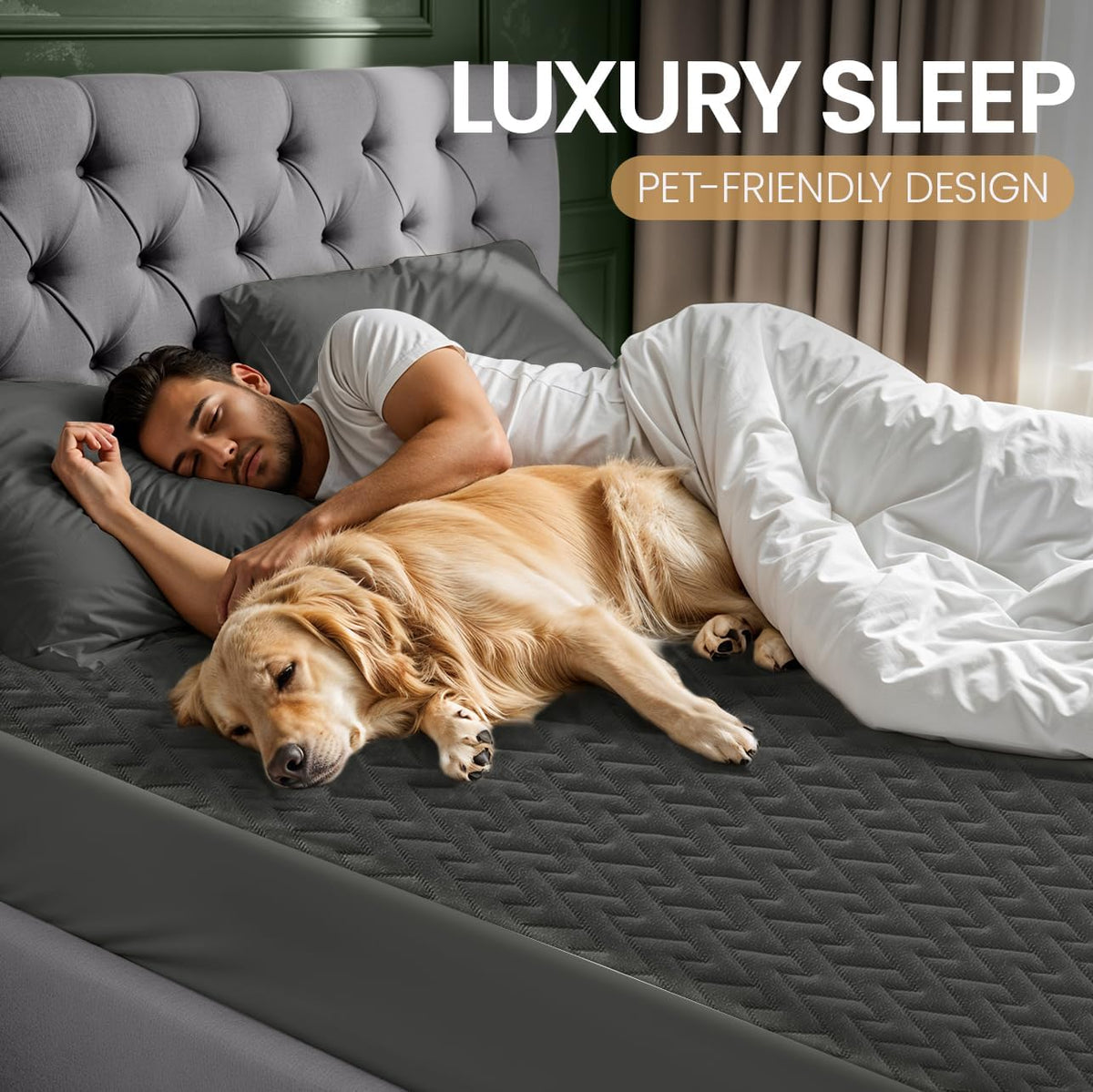 Utopia Bedding Waterproof Mattress Protector Full Size (Gray), Premium 3D Air Soft Fabric Mattress Cover, Fits 17 Inches Deep, Breathable, Fitted Style with Stretchable Pockets