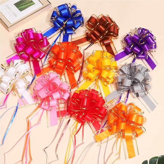 6PCS Large Purple Bows,Phnom Penh Gift Wrap Pull Bows,for Gift Basket,Christmas,Valentine's Day,Birthday,Anniversary,Wedding,Flower Shop Packaging (Purple)