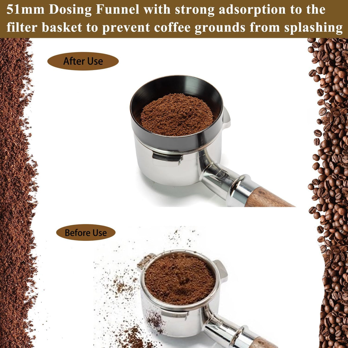 Espresso Accessories Kit 51mm Tamper: Espresso Tamper Kit with 51mm Coffee Tamper, Puck Screen, Dosing Funnel, WDT Tool, Tamper Mat