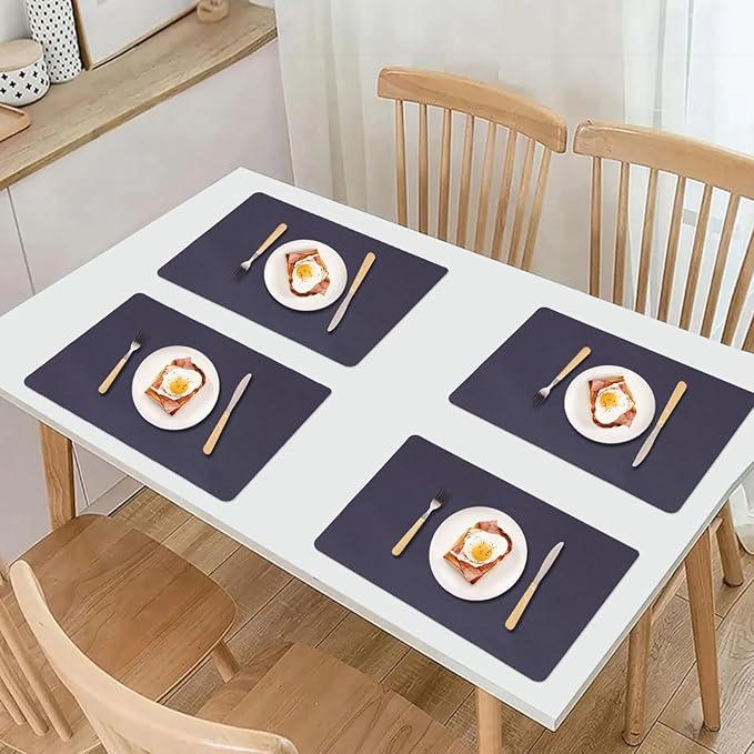 Faux Leather Placemats Set of 6,Reversible PU Placemat for Dining Table,Waterproof Table Mats Heat Resistant Wipeable Anti Slip Washable,Modern Table Protectors(Black and Red)