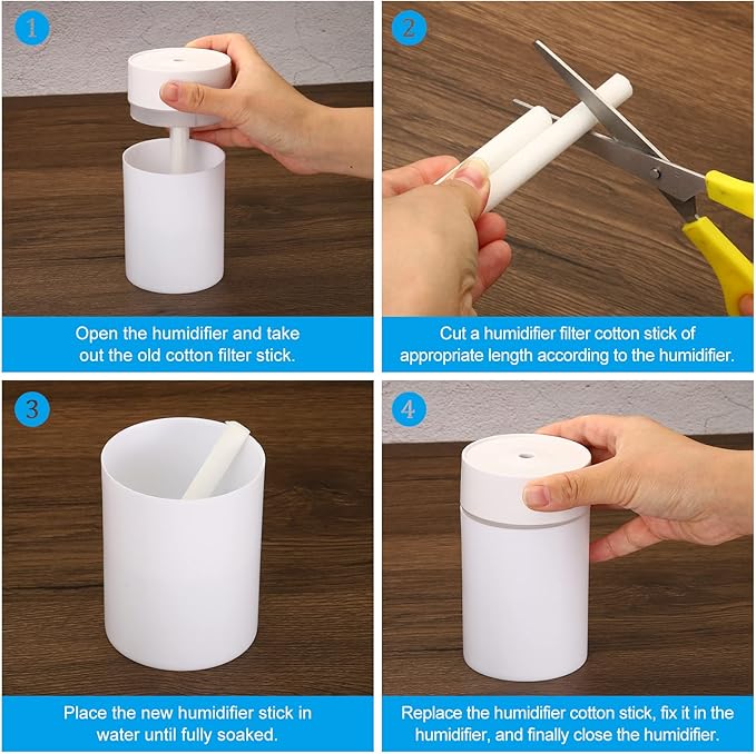 PATIKIL Humidifier Cotton Filter Sticks, 20 Pcs Refill Sticks Filter Wicks Replacement for USB Mini Humidifiers Portable Diffuser (4.72'' x 0.28''), White
