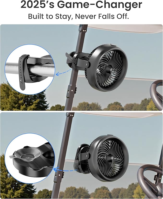 Koonie 10000mAh Battery Operated Misting Fan with Clip, Portable 8'' Mist Fan for Desk with Max. 48 Hours Runtime, 3Speeds, 2 Spray Modes, 200ML Tank for Golf Cart Home Office Travel Camping Stroller