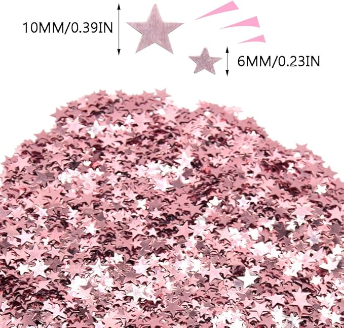 60g/2.1oz Glitter Star Confetti 6/10mm Metallic Foil Stars Sequin Holographic Stars Table Confetti for Party,Wedding,Birthday Decorations(Rose Gold/XX-MGJ)