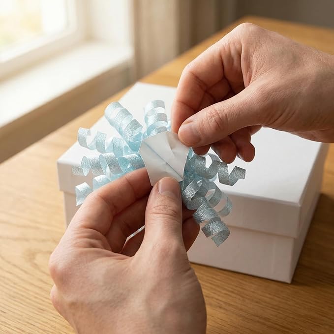 self-Adhesive Curly Ribbon for Gift Wrapping - Elegant Bows for Gift Wrapping, Presents, Paper Bag, Baby Shower Favors, Wrapping Accessories, Wedding Decor (Mint Green)