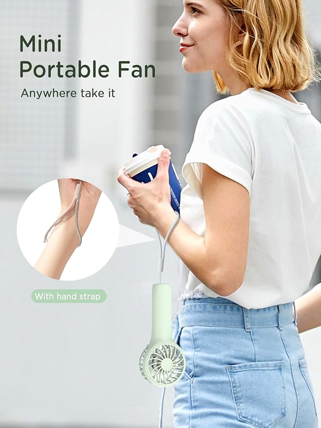 EasyAcc Mini Portable Handheld Fan,3 Speed Personal Small Makeup Fan 2000 Battery Lightweight Washable USB Rechargeable for Lash Stylish Girl Women Travel Gift Green