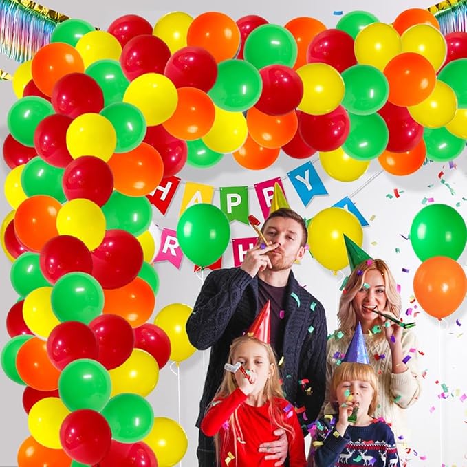 Red, Yellow, Green, Orange Balloons Set - 117PCS Rainbow Balloon Red Green Orange Balloons for Back To School Birthday Baby Shower Graduation Party Decorations