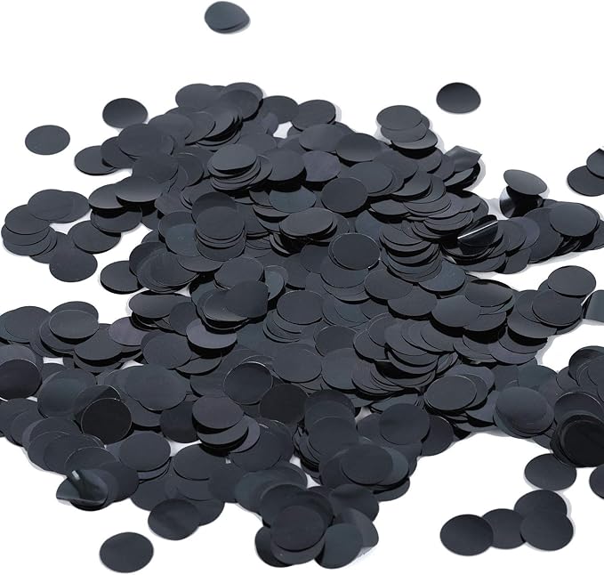 BATTIFE Metallic Glitter Foil Confetti Round Table Confetti Dots for Wedding Party Celebration Decorations 1.8oz - 0.6inch (Black)