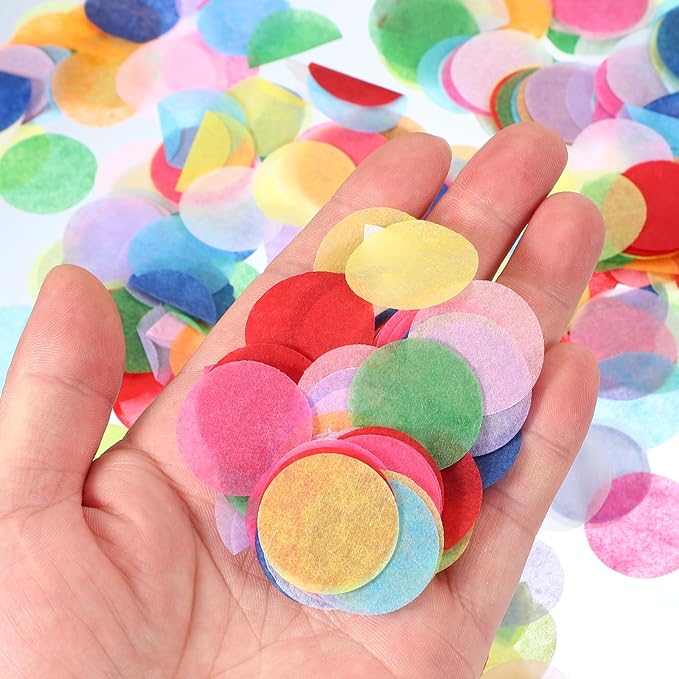 PATIKIL Round Tissue Paper Confetti 1 Inch, Table Confetti Circle Dots for Wedding Birthday Party Balloon Decorations(1.76 oz),Cyan Blue/Orange/Yellow/White/Pink