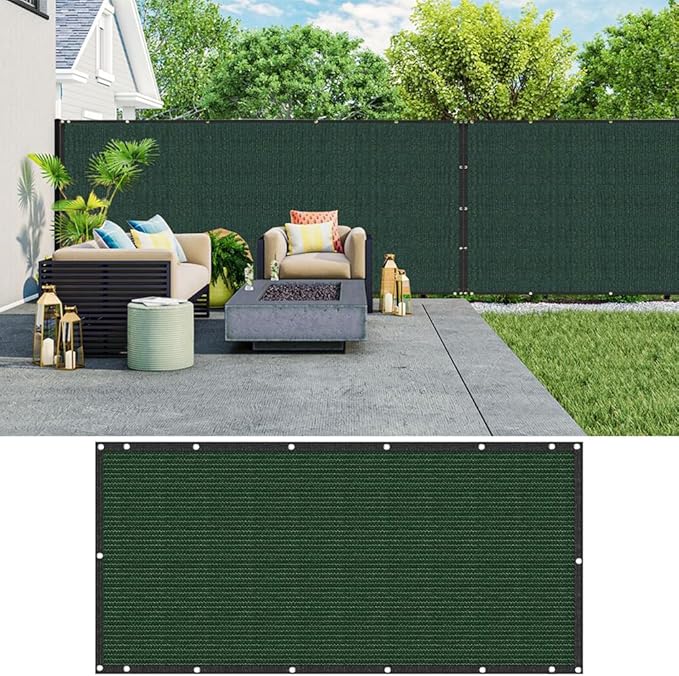 LITA 6' x 60' Garden Privacy Fence Screen Cover (HDPE) UV Protection Weather-Resistant Heavy Duty Shade Cover for Deck, Patio, Backyard, Outdoor Pool, Porch, Railing, Dark Green, Customizable