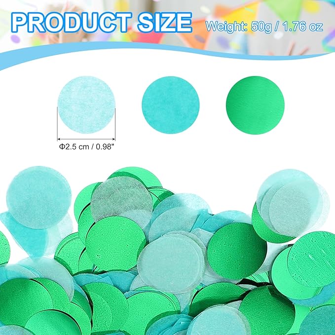 PATIKIL Round Tissue Paper Confetti 1 Inch, Table Confetti Circle Dots for Wedding Birthday Party Balloon Decorations(1.76 oz),Turquoise