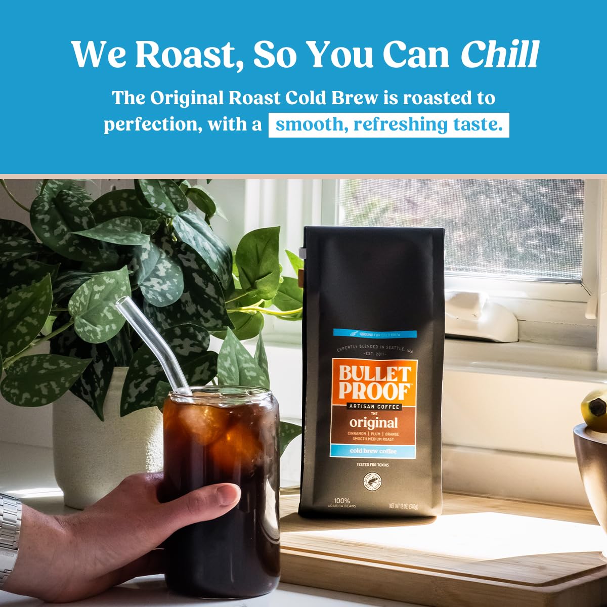 Bulletproof Original Medium Roast Ground Cold Brew Coffee, 12 Ounces, Clean and Tested for Toxins