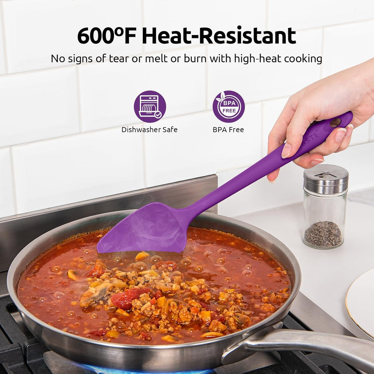 U-Taste Heat Resistant Silicone Spatula - 600ºF Hot-Proof Food Grade Kitchen Baking Bowl Scraper