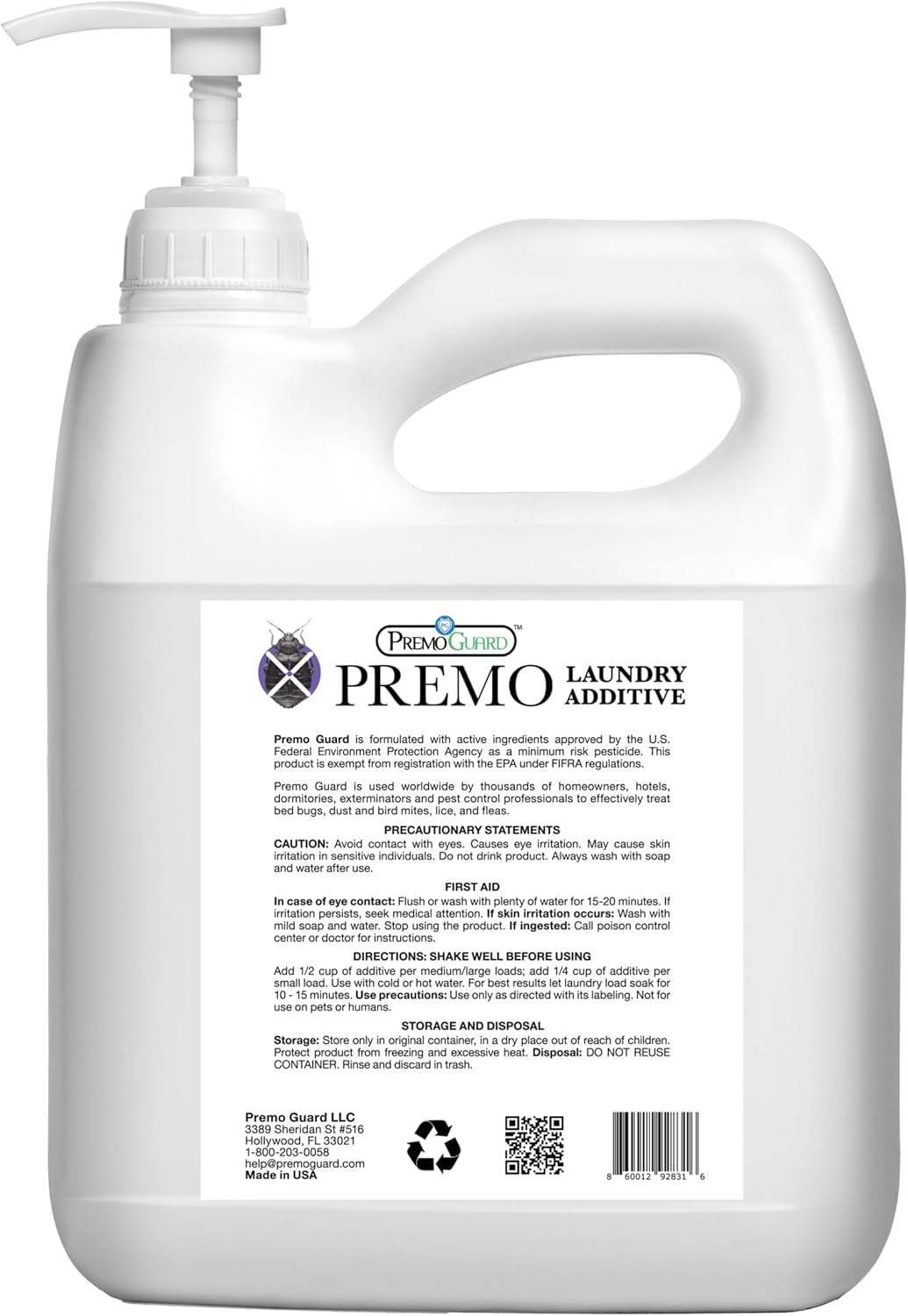 Premo Guard Bed Bug, Mite & Lice Laundry Detergent Additive 64 oz – Child & Pet Friendly – Stain & Odor Free – Best Natural Non-Toxin Treatment