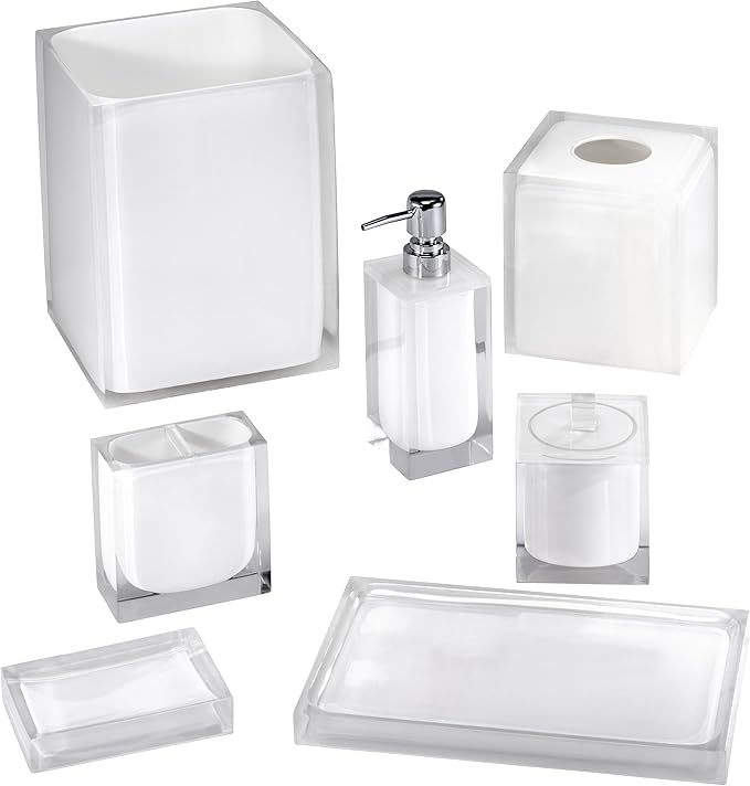 Izod - Tumbler, Resin Multipurpose Countertop Accessories, Dorm Room Essentials, Modern Home Decor (Marina Collection, White)