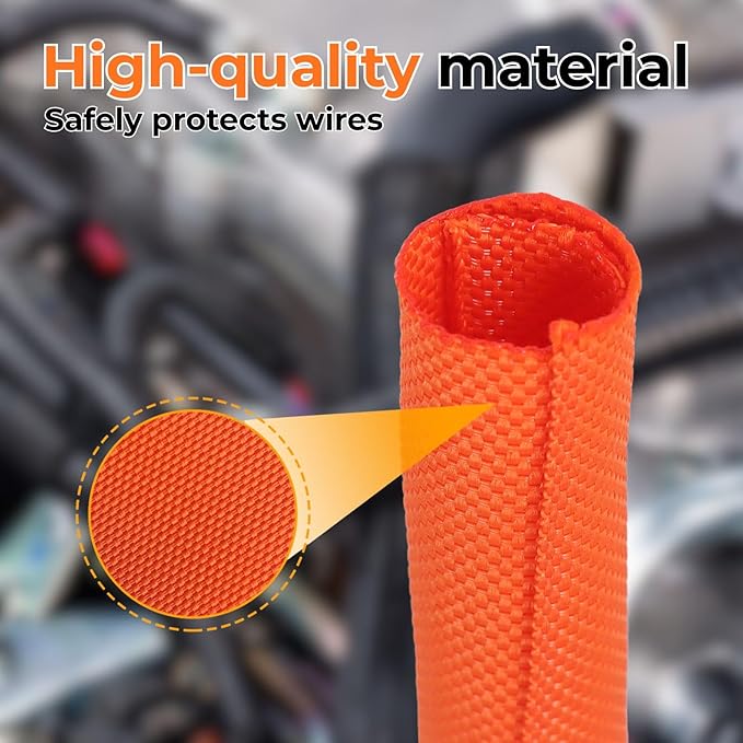 1 inch Split Braided Cable Management Sleeve for USB Cable Power Cord Audio Video Cable, Wire Loom Cord Protector from Cat Dog Chewing (Yellow, 25FT)