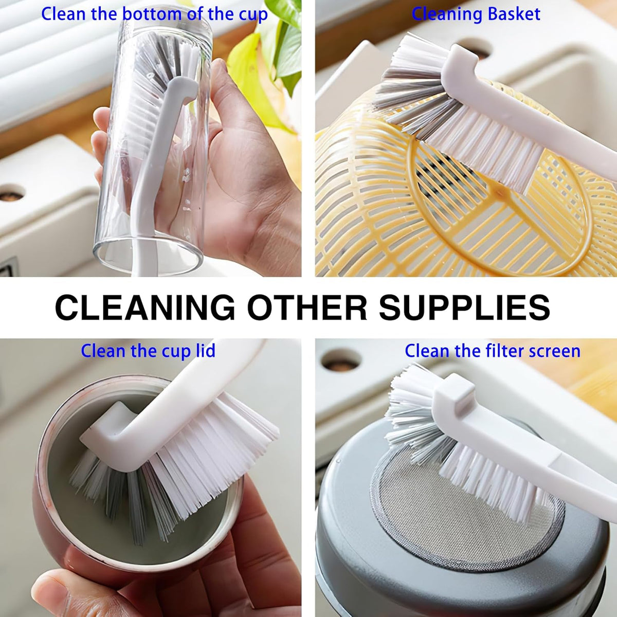GTOTd Kitchen Right Angle Scrub Grout Small Cleaning Brush（2 Pack）Best Kitchen Gadgets Gifts Stuff for Bottle Bathroom Brushes Household Pot Pan