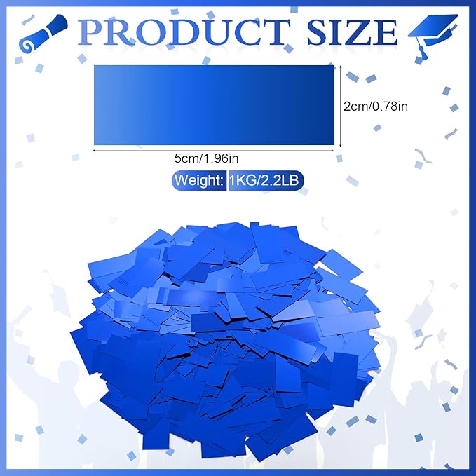Sumind 200 Grams Large Sapphire Blue Confetti Foil Glitter Metallic Shredded Paper Filler Throwable Scatter Table Party Confetti for Wedding Gender Reveal Graduation Birthday Baby Shower Party Decor
