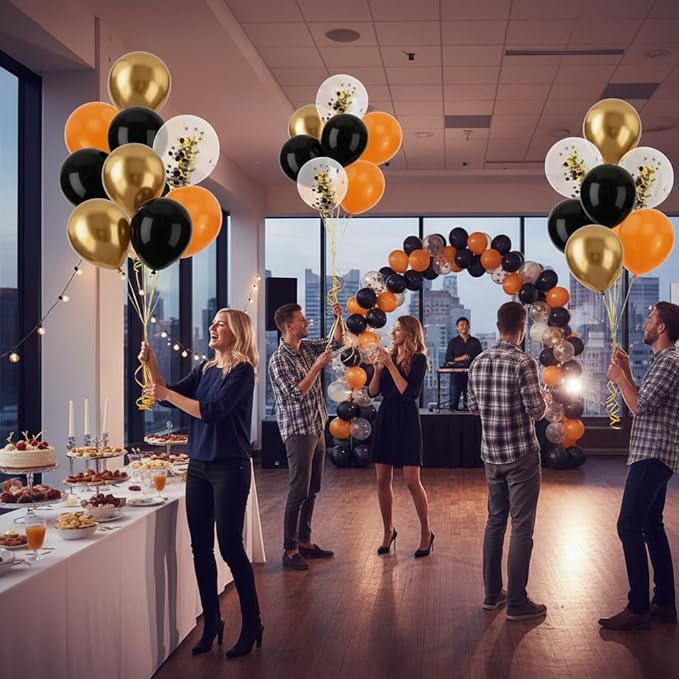 60Pcs Black and Gold Balloons Graduation Balloons - 12 Inch Gold Confetti with Ribbons for 2026 Graduation Decorations for Birthday Bridal Wedding Festival Party Decorations