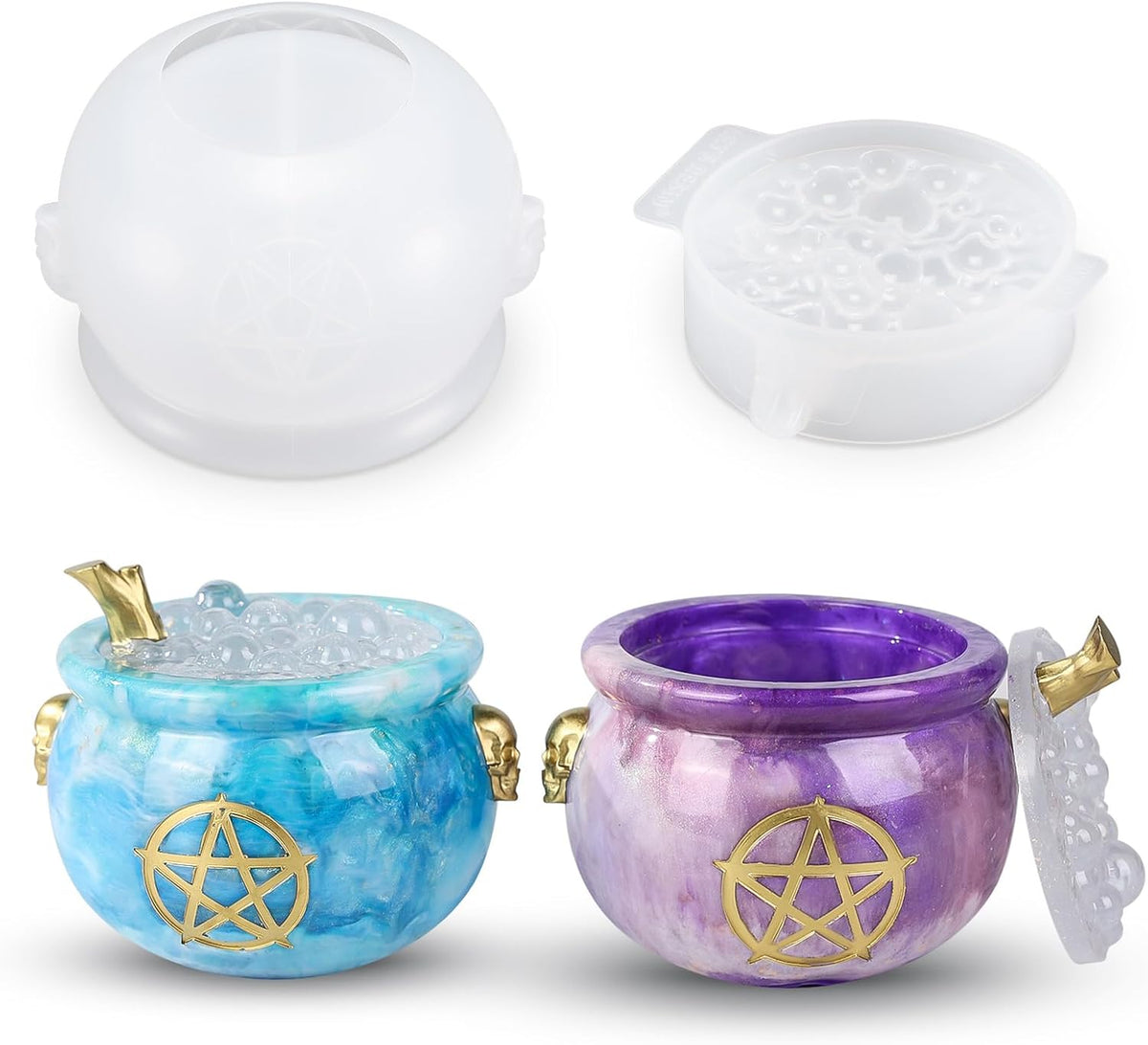 LET’S Resin Witch Cauldron Resin Mold, Halloween Resin Molds, 3D Jar Resin Molds Silicone 4.7'' Width, Large Jar Molds for Epoxy Resin Casting Craft