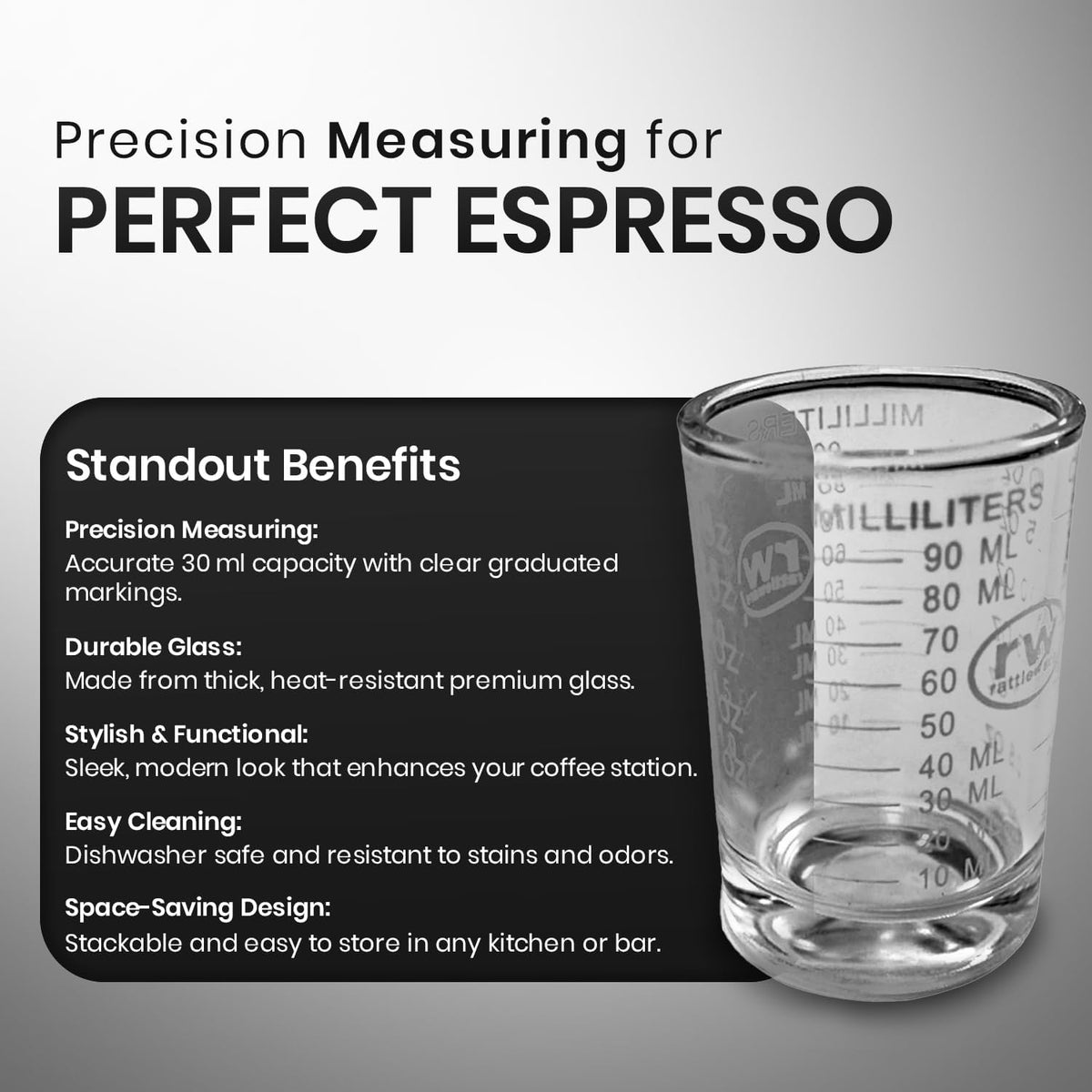 Rattleware 3 Oz Measuring Shot Glass - Premium and, Perfect for Bar Cart and Gatherings, Clear, 1 Piece