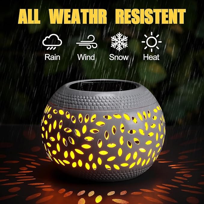 Solar Table Lanterns Outdoor Waterproof - LED Lamp White Metal Table Lights -Solar Powered Decorative Lantern for Desk Patio Garden Pathway Yard