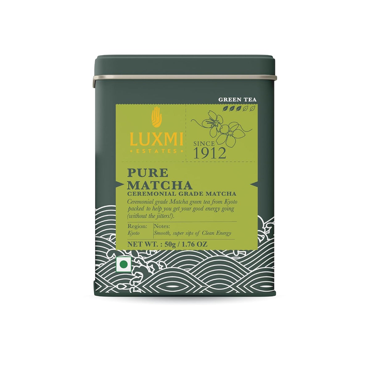 Luxmi Estates - Pure Matcha - Ceremonial Grade Matcha Powder - 50g, Organic, Stone-Ground Matcha Tea, Rich in Antioxidants