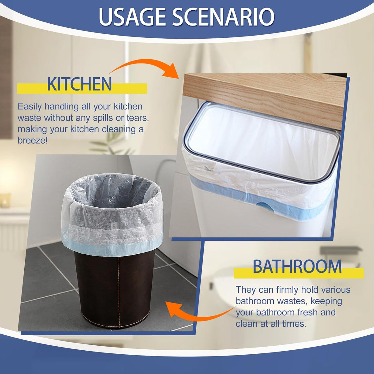 150 Count 8 Gallon Trash Bags Drawstring - 1.2 Mil Heavy Duty Medium Garbage Bags Unscented, 30 Liter Thick Plastic Trash Can Liners for Home Kitchen Bathroom