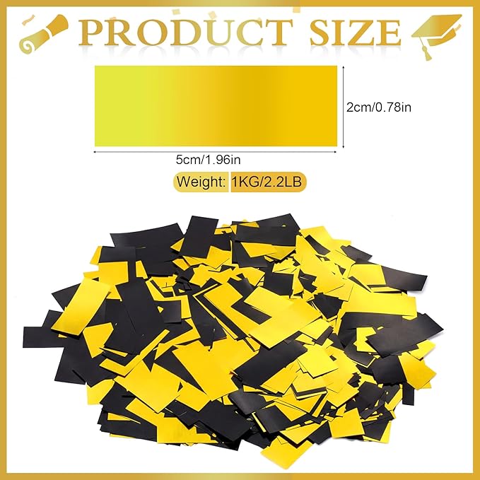 Sumind 1000 Grams Gold Black Large Metallic Confetti Glitter Throwable Table Scatter Foil Confetti for Wedding Birthday Party Baby Shower Graduation Valentine Halloween Christmas Celebrations