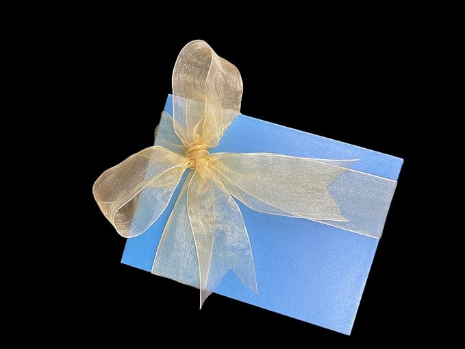 1 Inch 50 Yards Sheer Organza Ribbon Chiffon Ribbon for Gift Wrapping Wedding Bouquet Crafts (Gold)