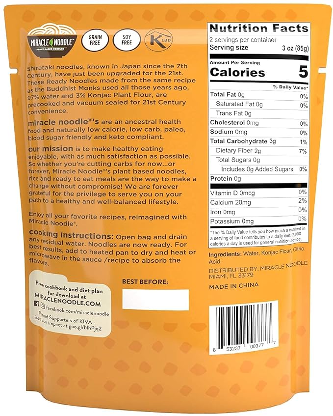 Miracle Noodle Ready to Eat Variety Pack, 7 Oz (Pack of 8), Angel Hair, Fettuccine, Spaghetti & Rice, Plant Based Shirataki Konjac Noodles